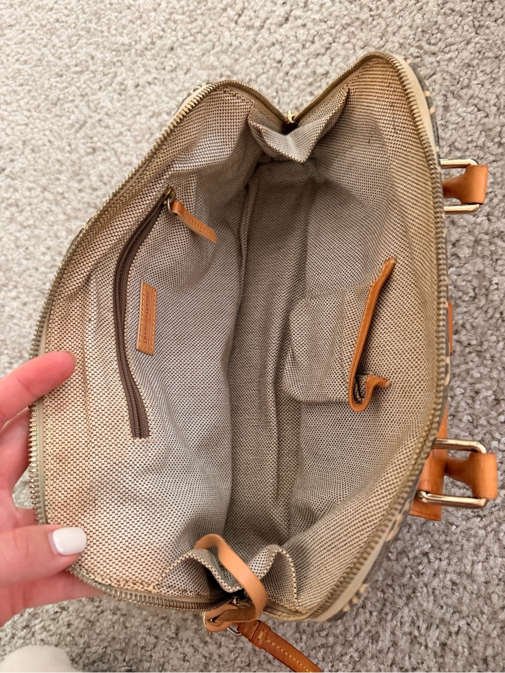 Dooney & Bourke Tan & Brown Signature Logo Satchel - Picture 10 of 10